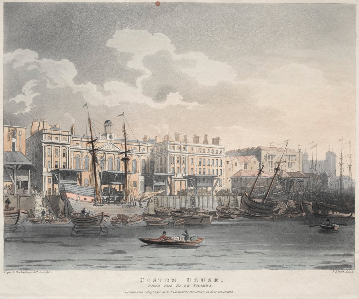 Aduana, desde el río Támesis, 1808 de J. Bluck