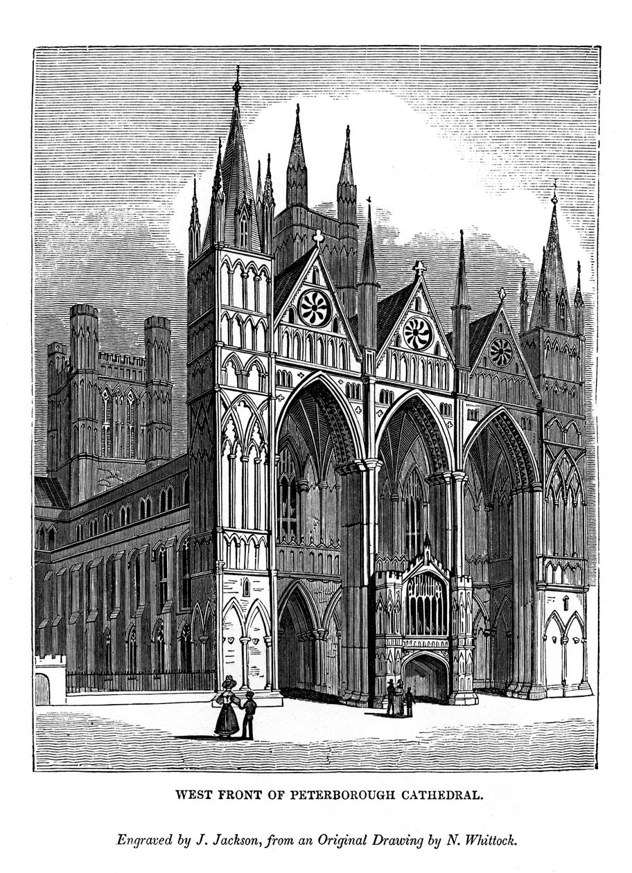 Fachada oeste de la Catedral de Peterborough, 1843 de J. Jackson
