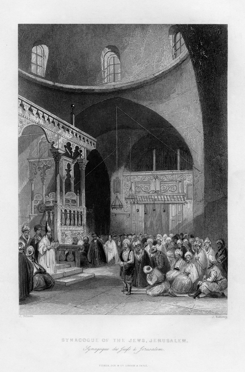 Sinagoga de los judíos, Jerusalén, Israel, 1841 de J. Redaway