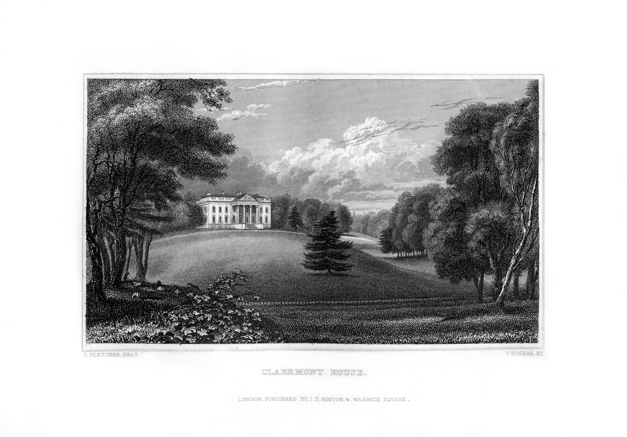 Casa Claremont, Esher, Surrey, 1829 de J. Rogers