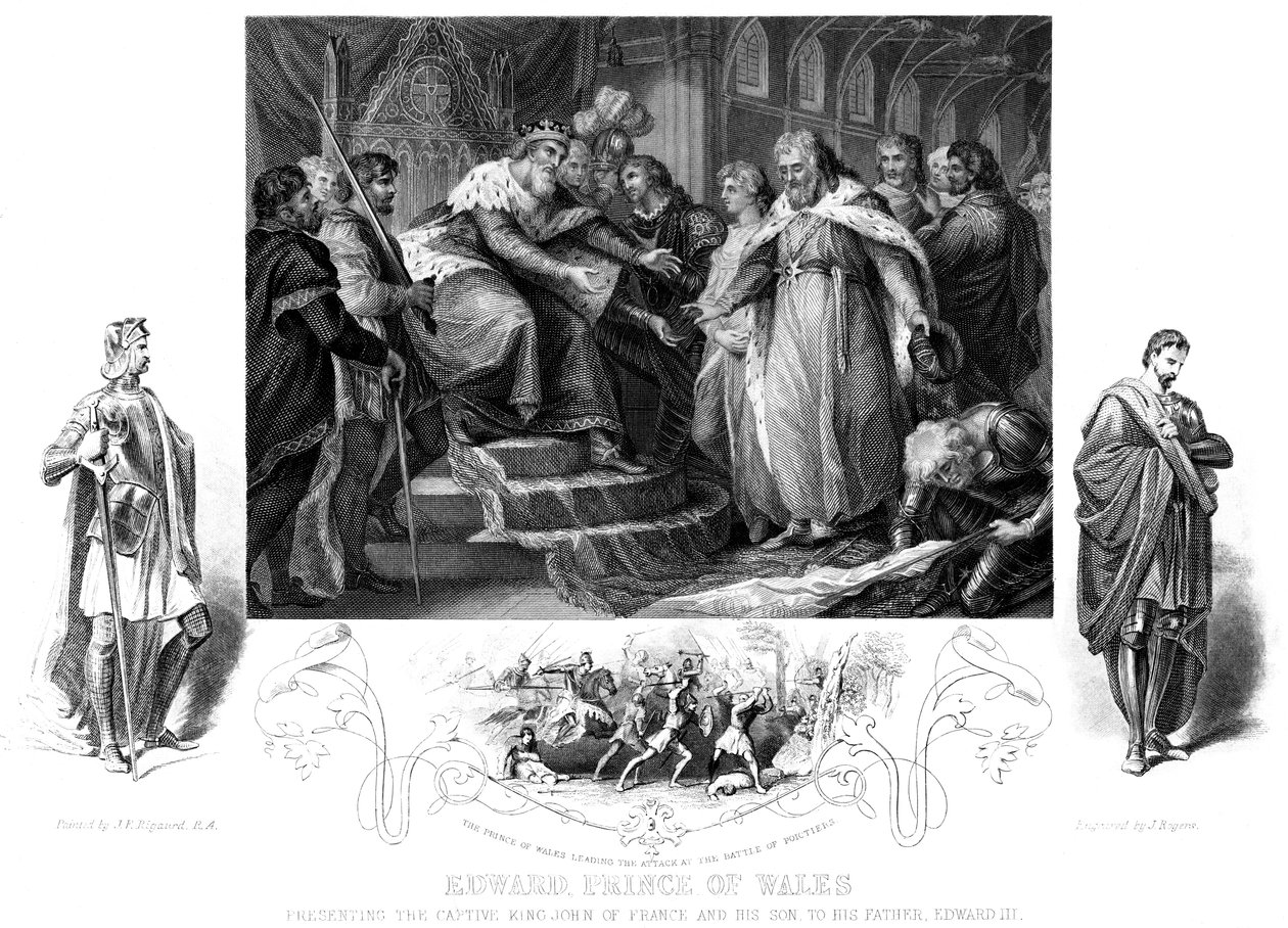 Eduardo, Príncipe de Gales 1330-1376, siglo XIX de J. Rogers