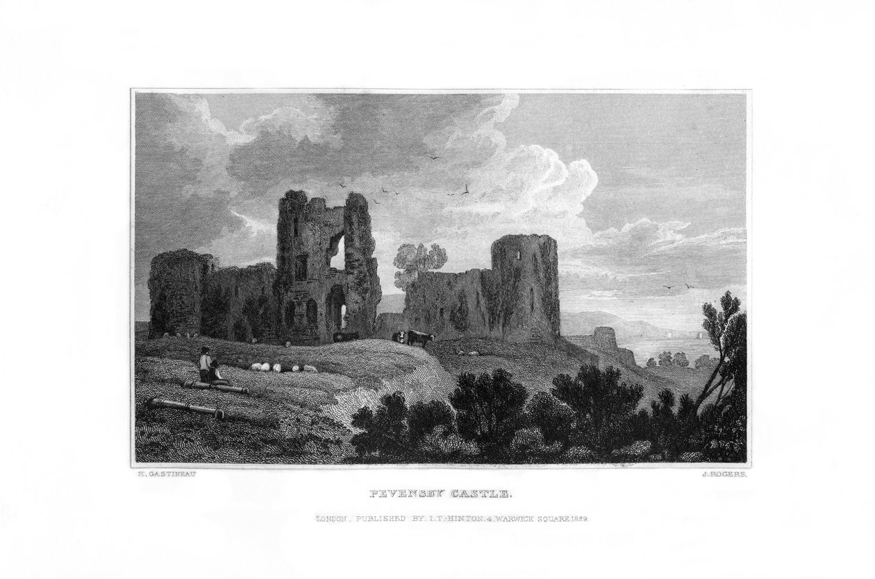Castillo de Pevensey, Pevensey, East Sussex, 1829 de J. Rogers