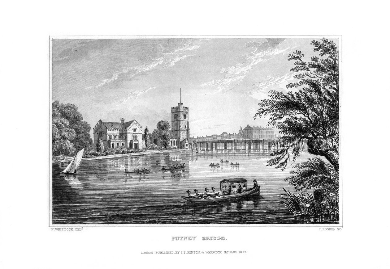 Puente de Putney, Londres, 1829 de J. Rogers
