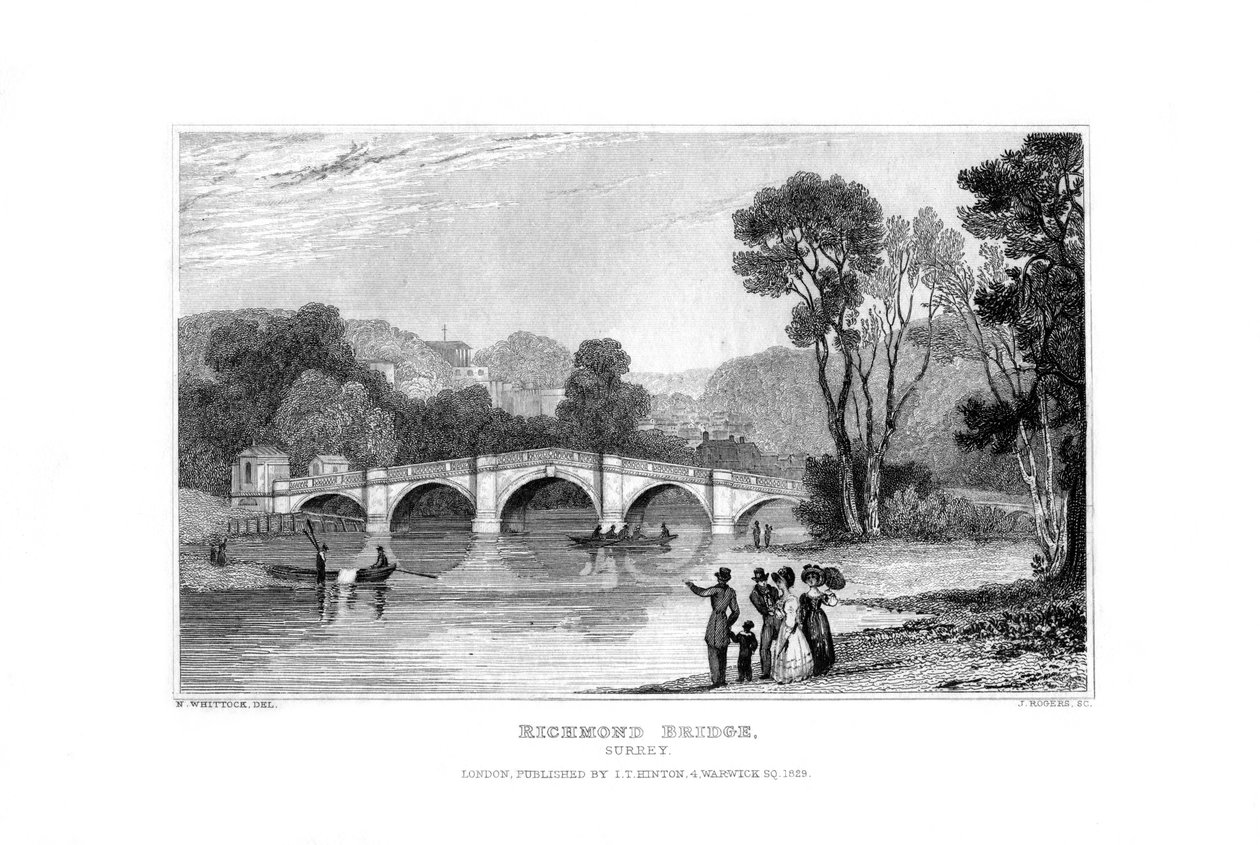 Puente de Richmond, Londres, 1829 de J. Rogers