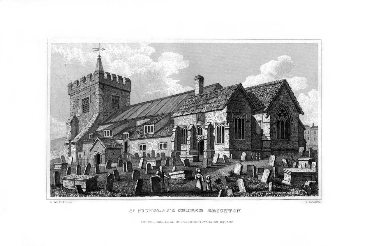 Iglesia de San Nicolás, Brighton, East Sussex, 1829 de J. Rogers