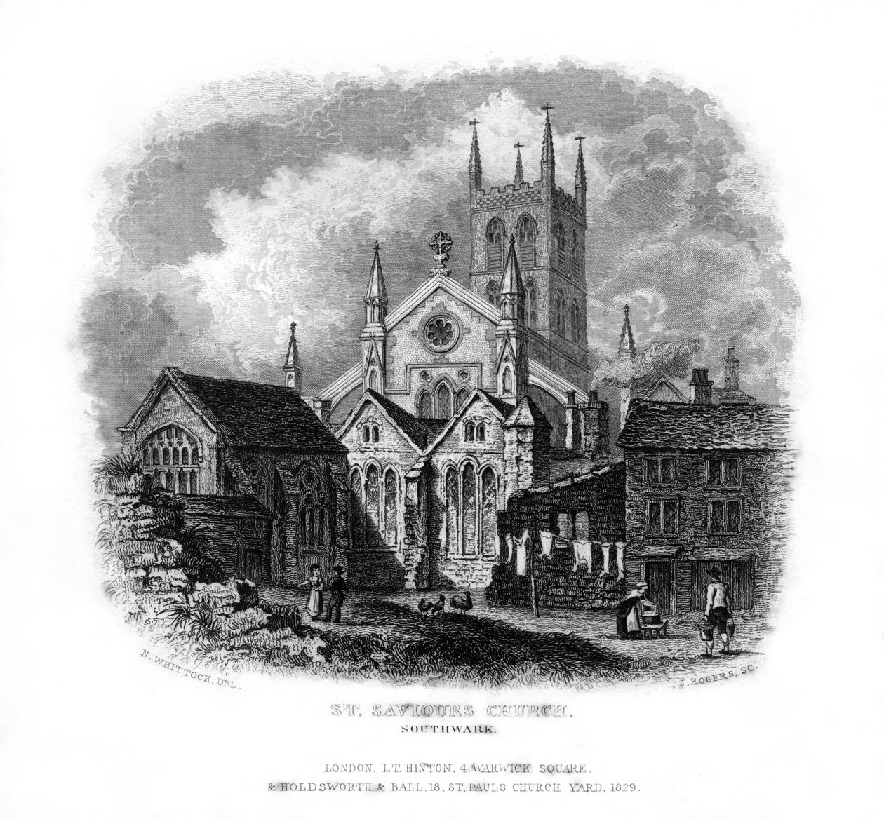 Iglesia de San Salvador, Southwark, Londres, 1829 de J. Rogers