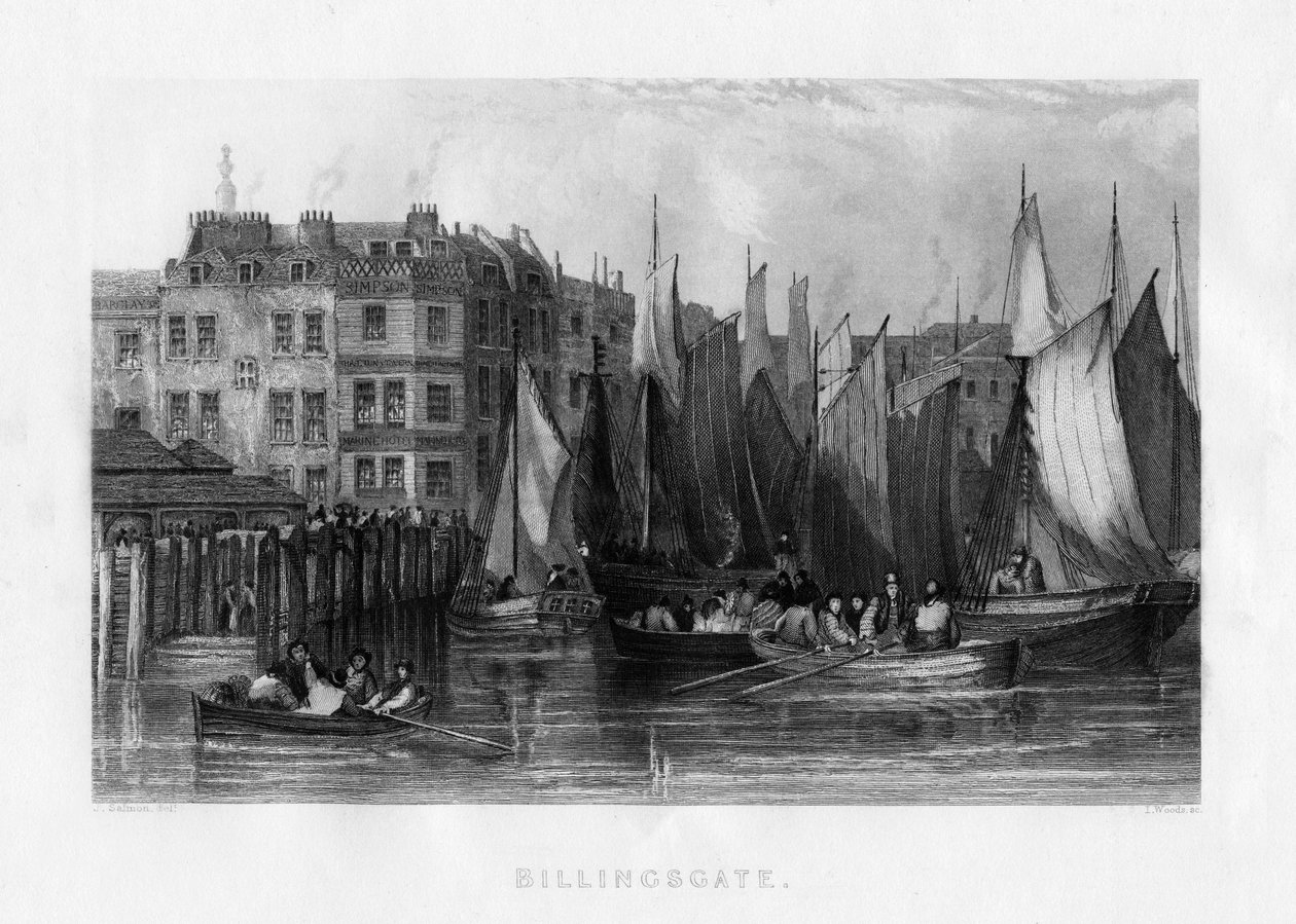 Billingsgate, Londres, siglo XIX de J. Woods