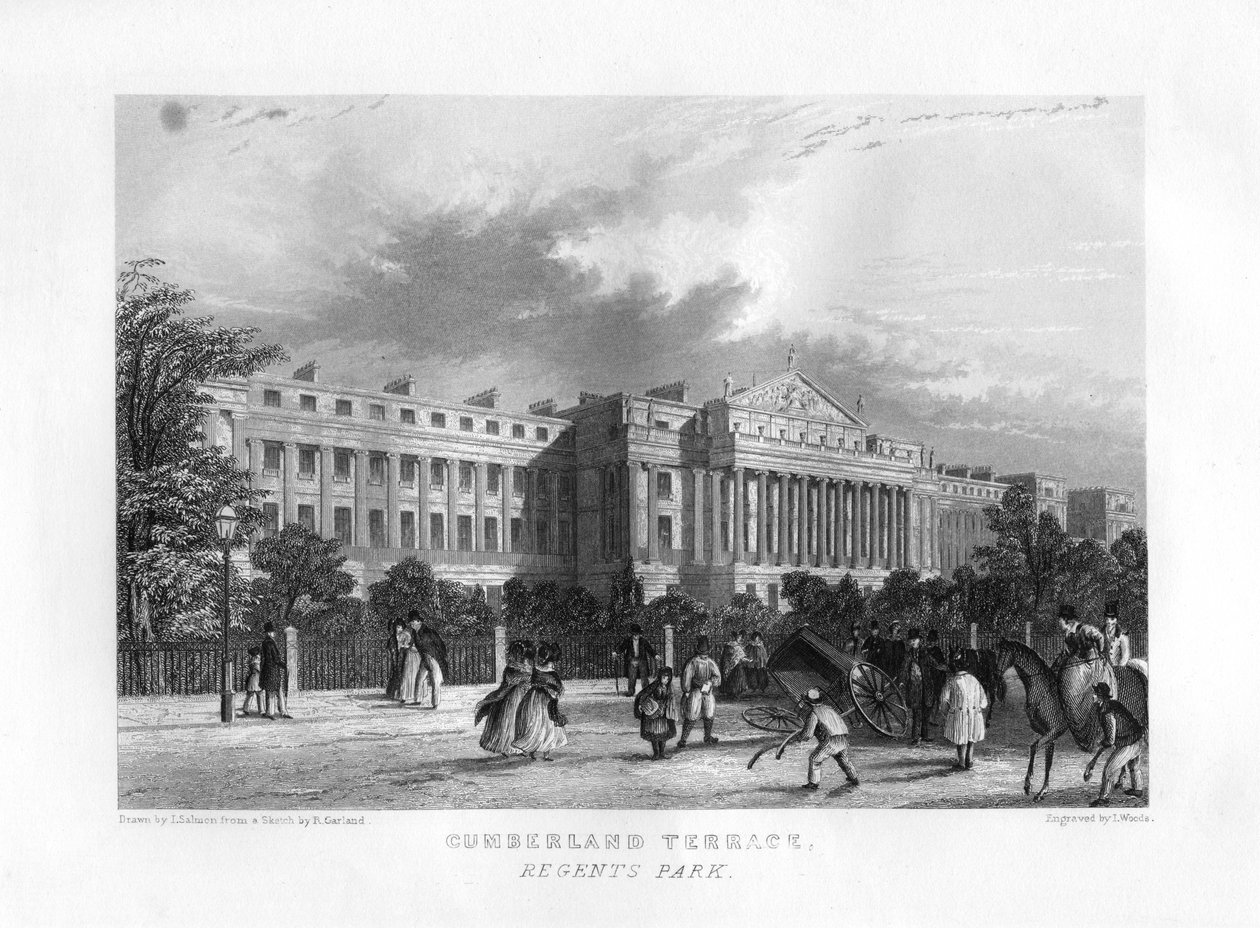 Cumberland Terrace, Regents Park, Londres, siglo XIX de J. Woods