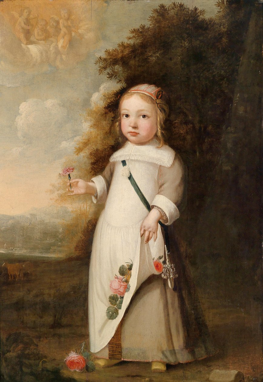 Retrato de un niño con una flor de Jacob Gerritsz Cuyp