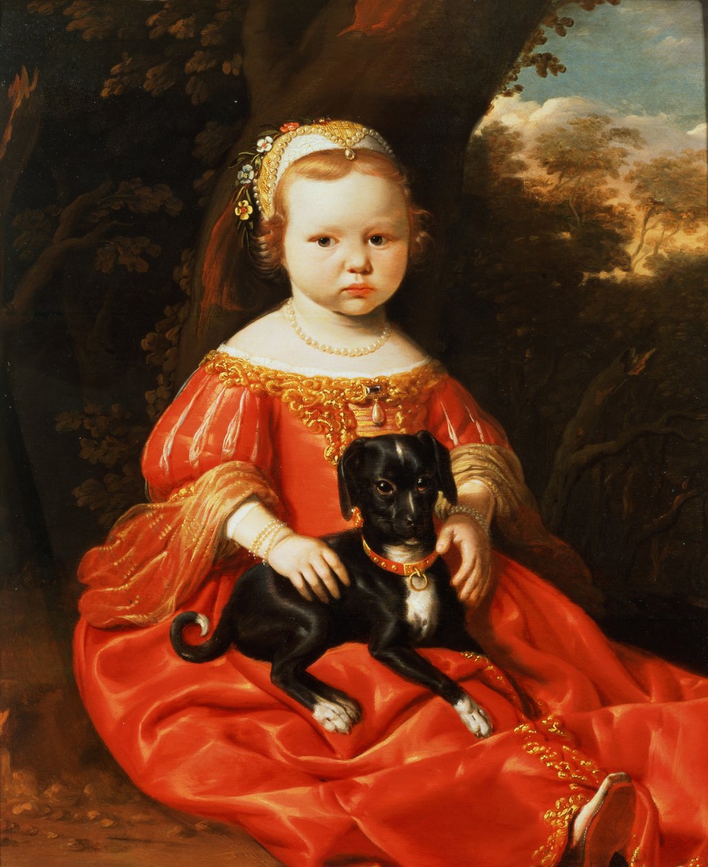 Retrato de una niña con un perro de Jacob Gerritsz Cuyp