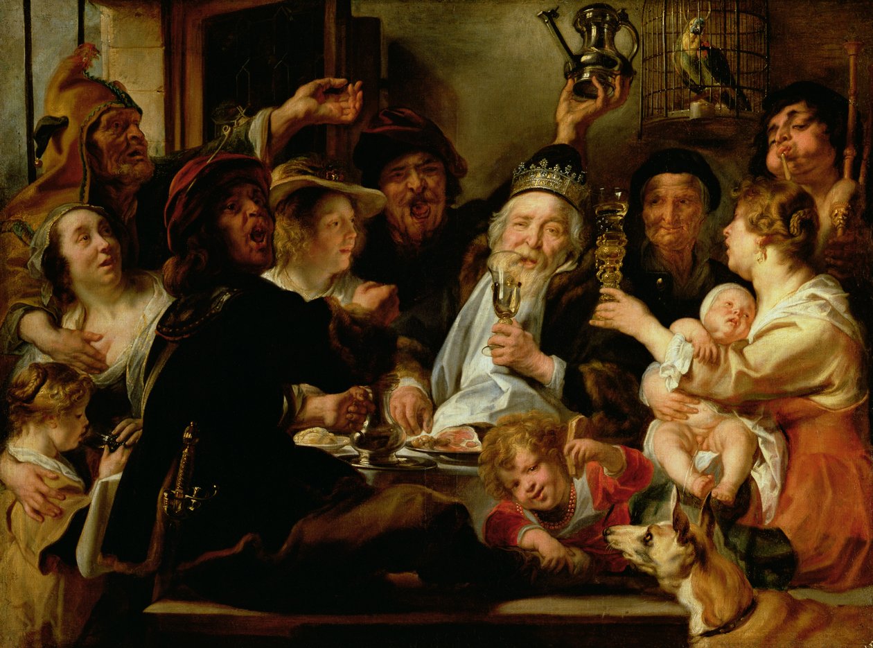 El Rey de las Habas (El Rey Bebe), c.1638 de Jacob Jordaens