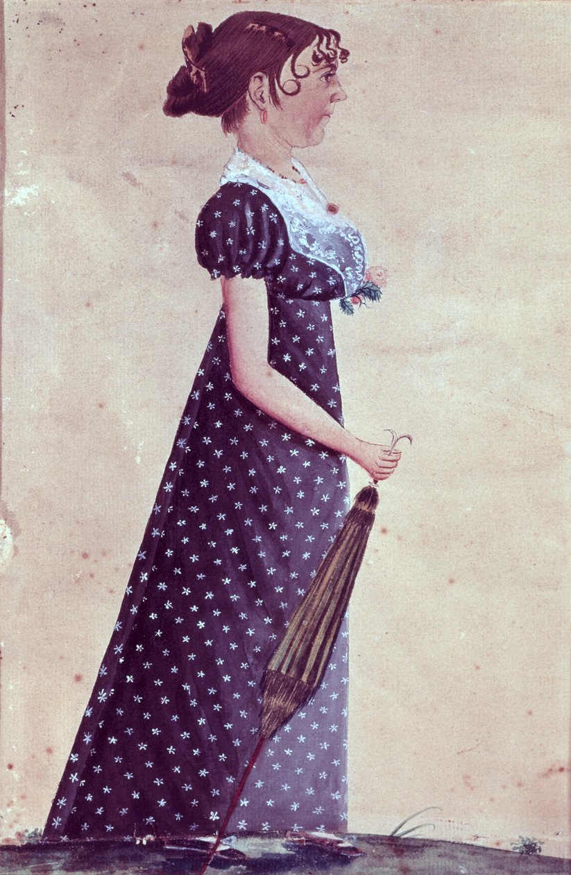 Niña con Paraguas Verde, c.1835 de Jacob Maentel