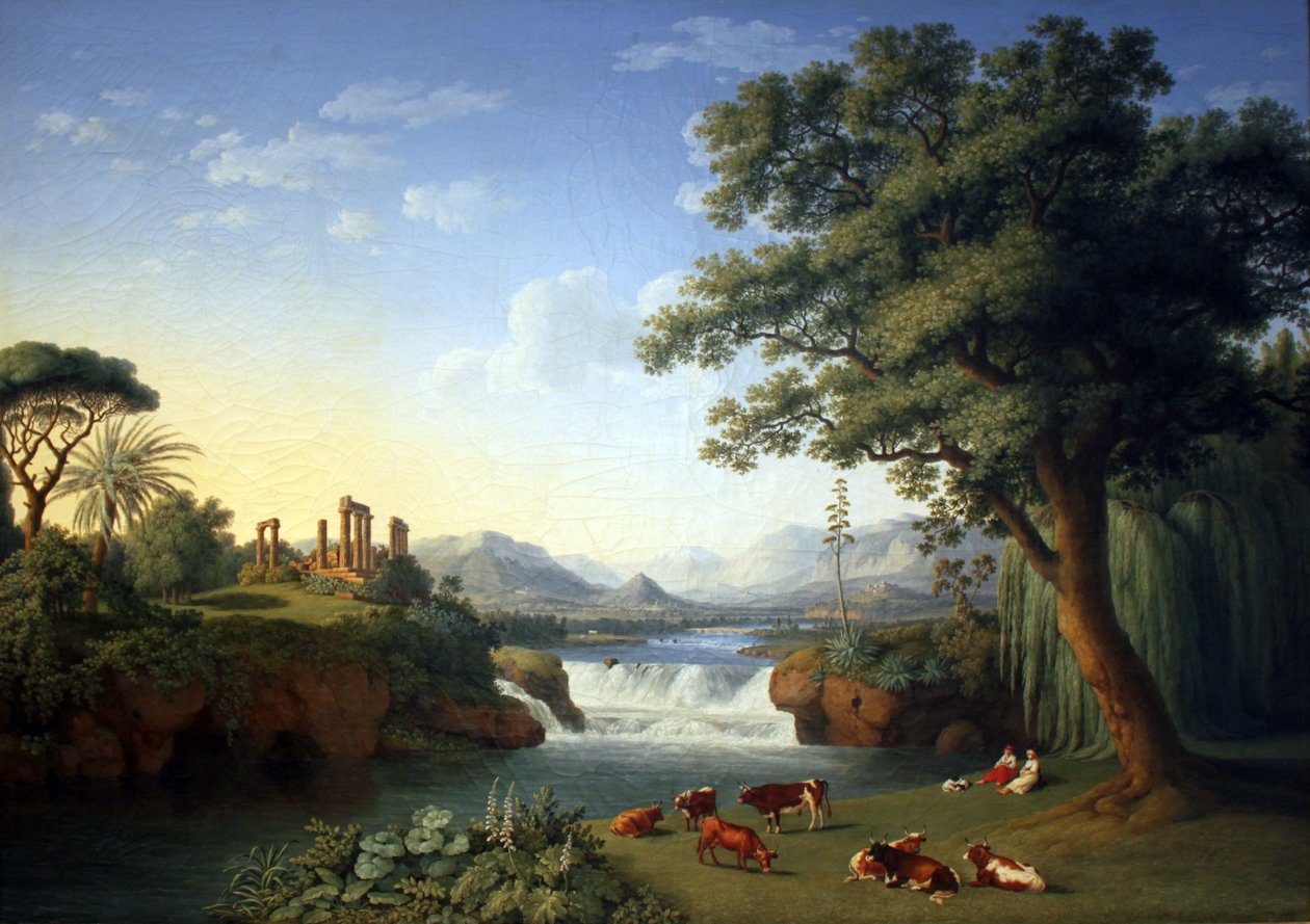 Paisaje ideal con templo de Juno de Agrigento de Jacob Philippe Hackert