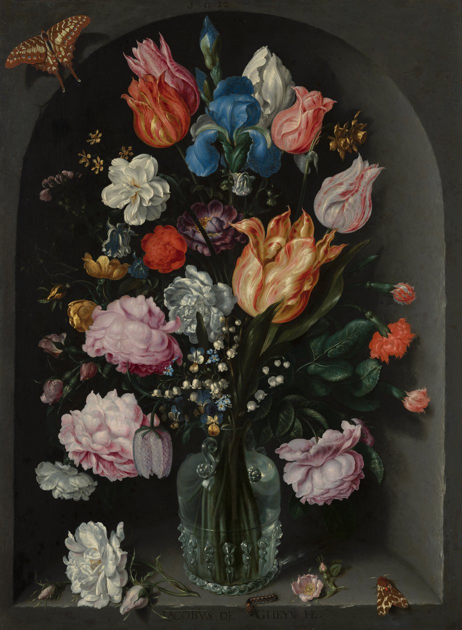 Flores en un frasco de vidrio de Jacob de Gheyn II