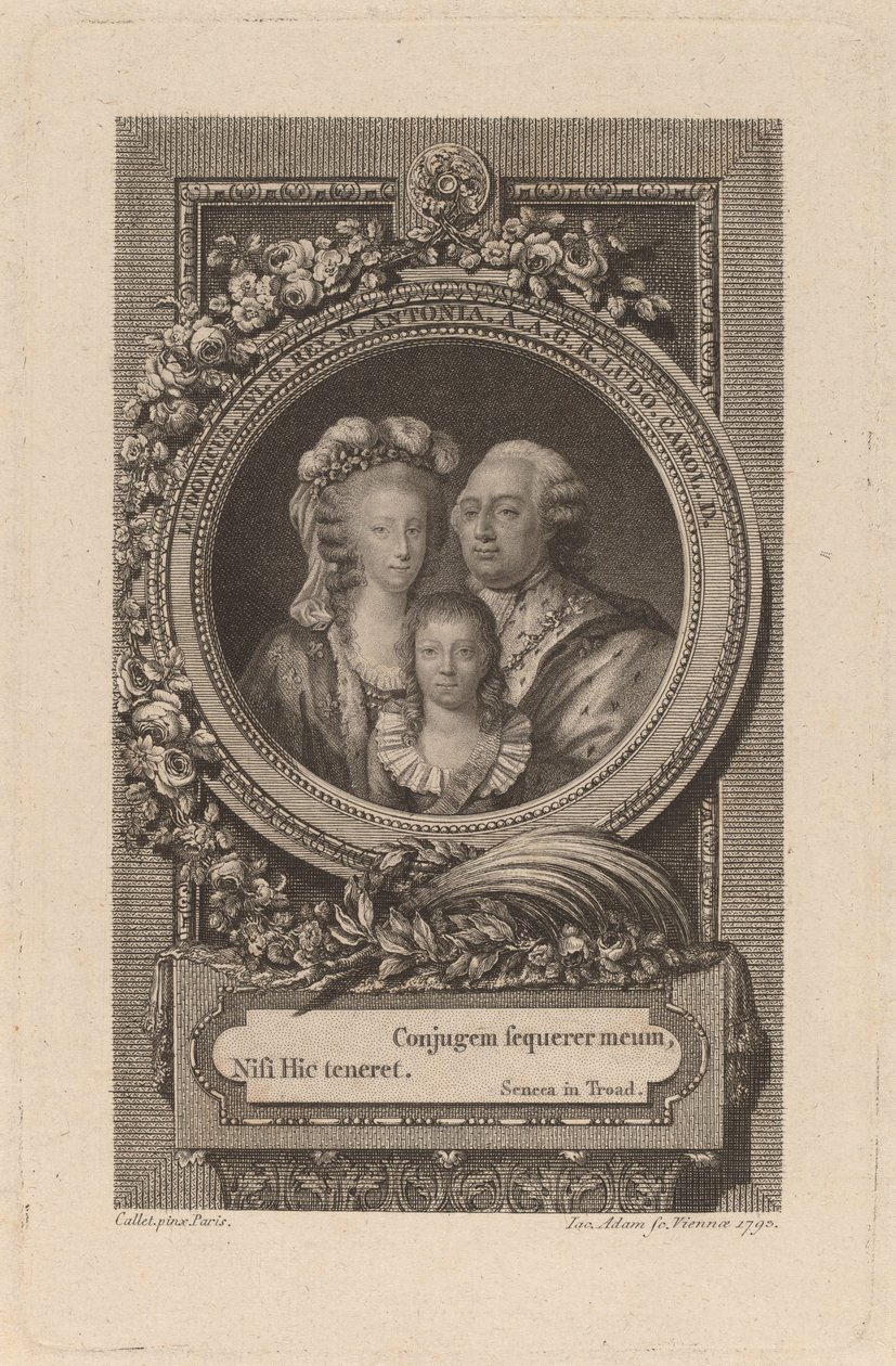 Luis XVI, María Antonieta y Luis Carlos, 1793 de Jacob Adam