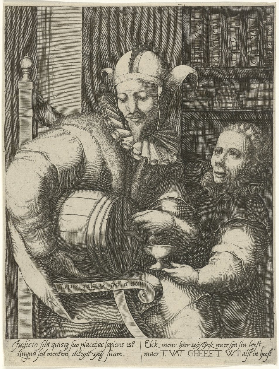 Bufón con barril de vino de Jacob Goltzius (II)