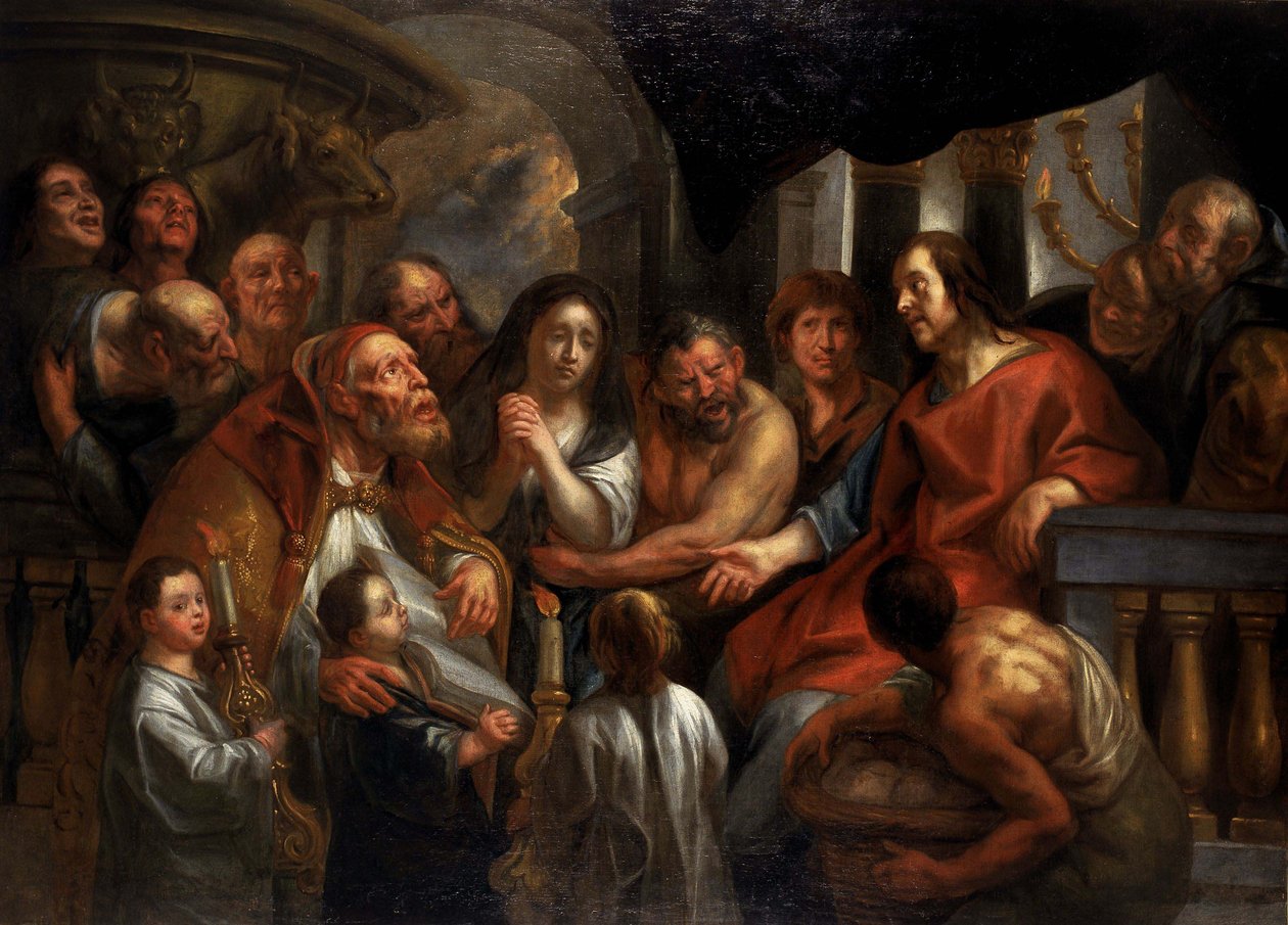 Cristo y la adúltera de Jacob Jordaens
