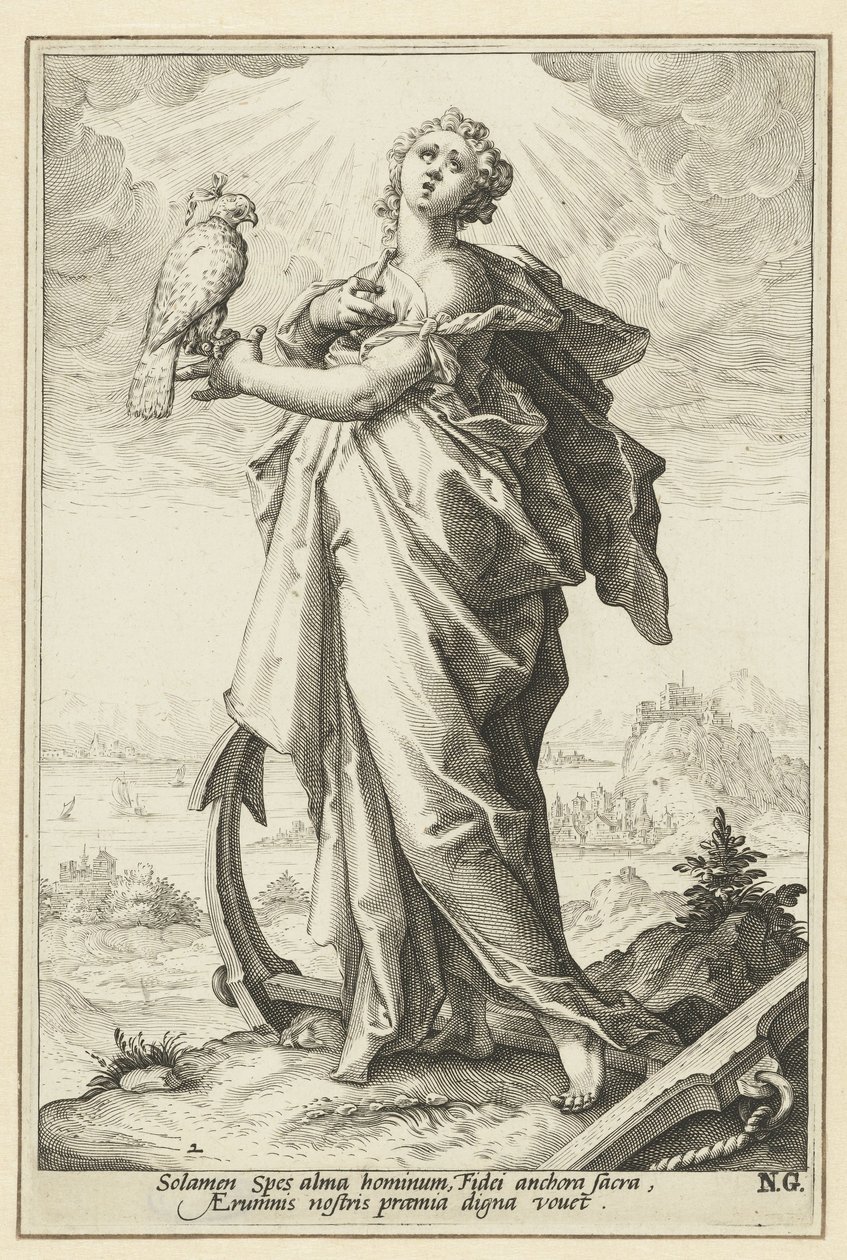 Esperanza (Spes) Las virtudes (título de la serie) de Jacob Matham (attributed to)