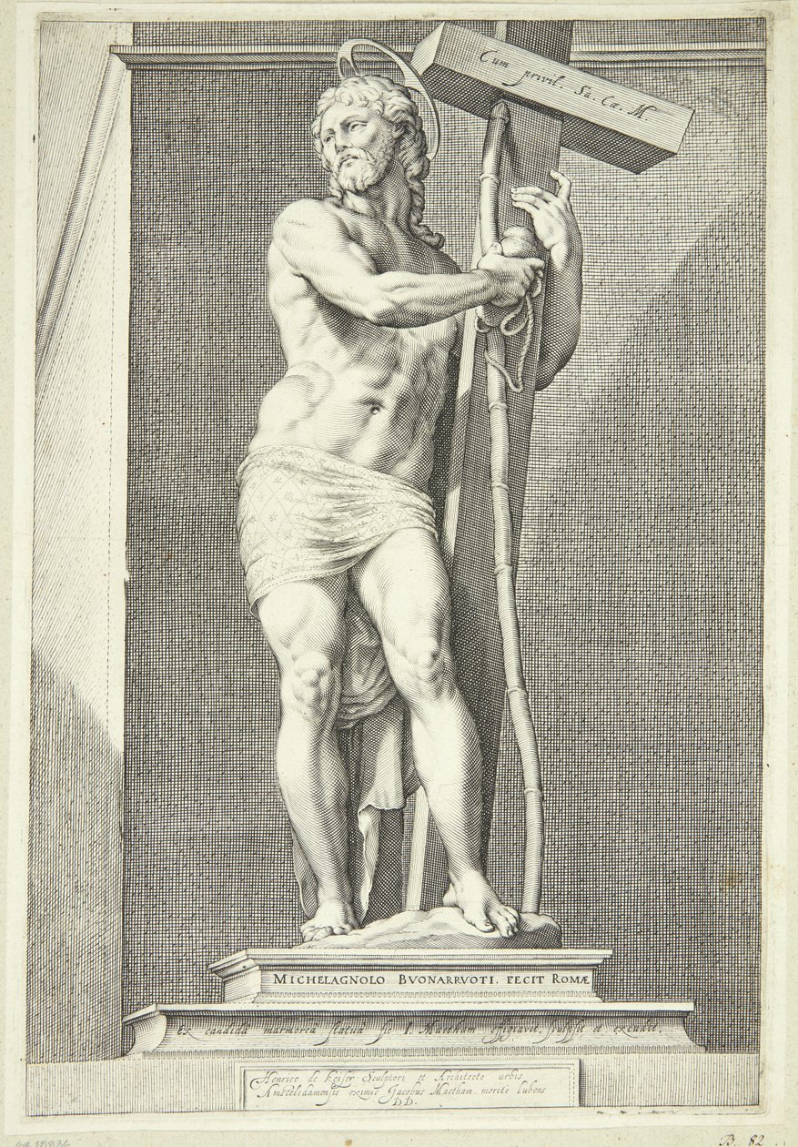 Jesús de pie con la cruz de Jacob Matham