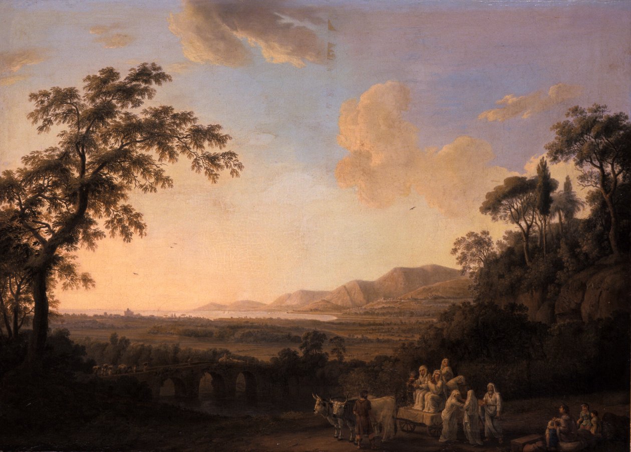 Paisaje idílico al anochecer de Jacob Philippe Hackert