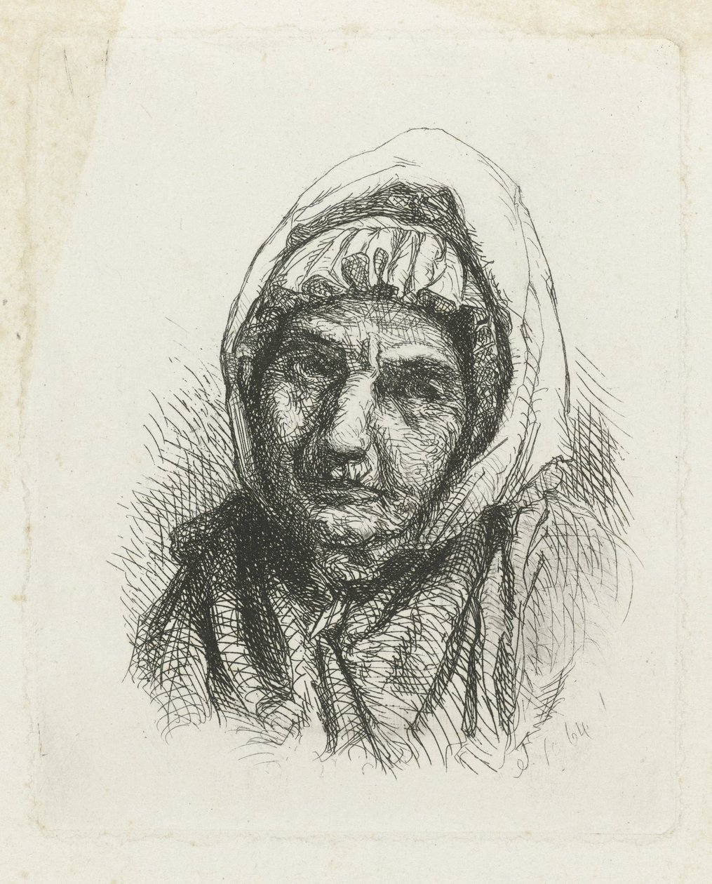 Cara de una anciana con un pañuelo en la cabeza de Jacob Taanman
