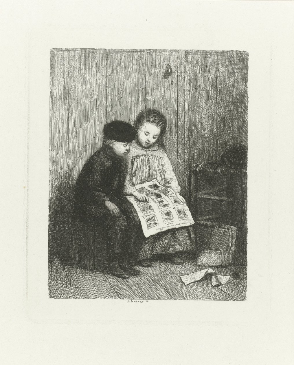 Dos niños con una foto de niños. de Jacob Taanman