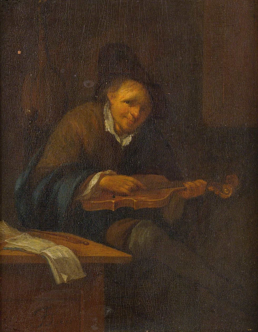 Hombre tocando un violín de Jacob Toorenvliet