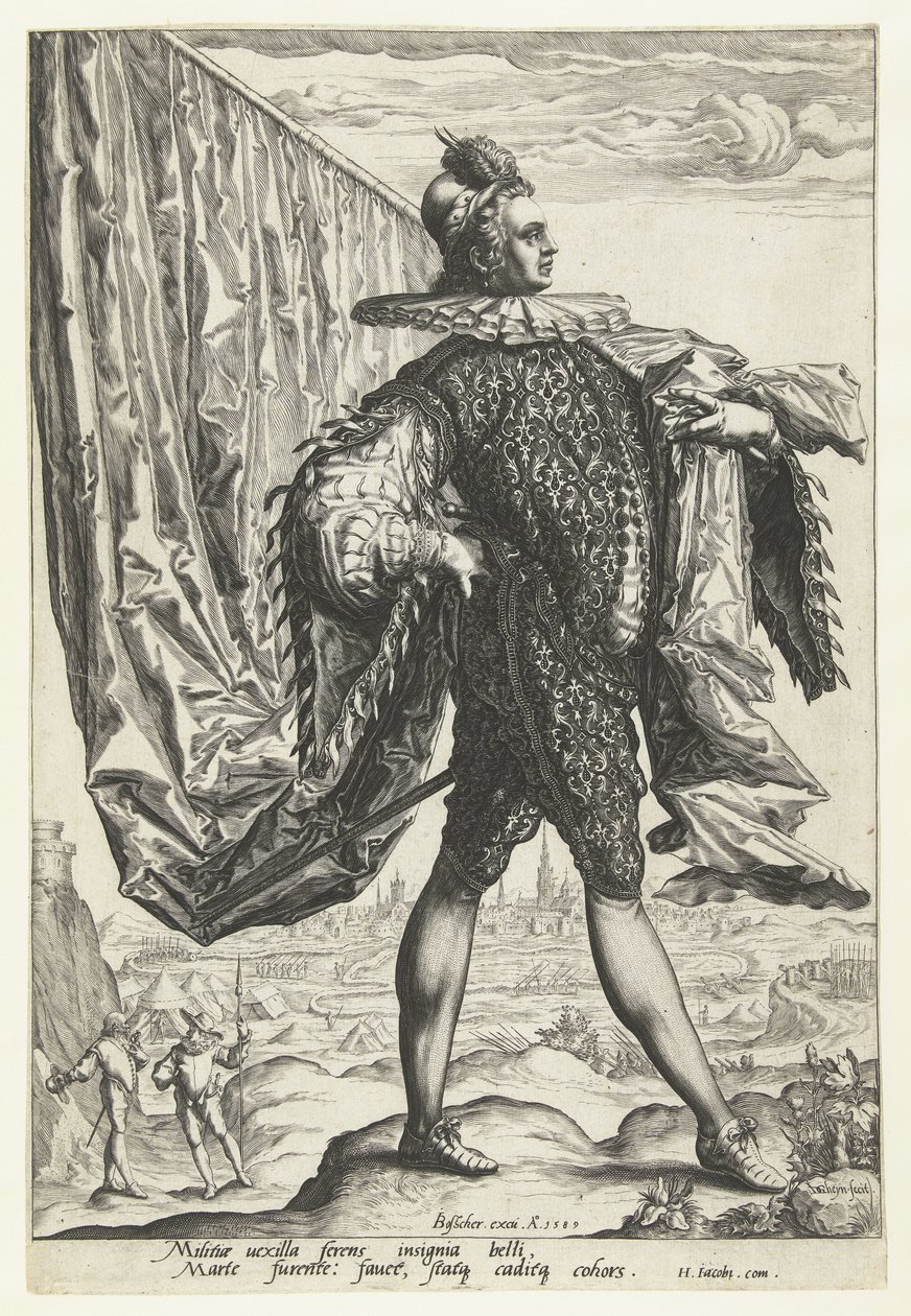 Oficiales en dobletes de Peascod vaandrig de Jacob de Gheyn (II)