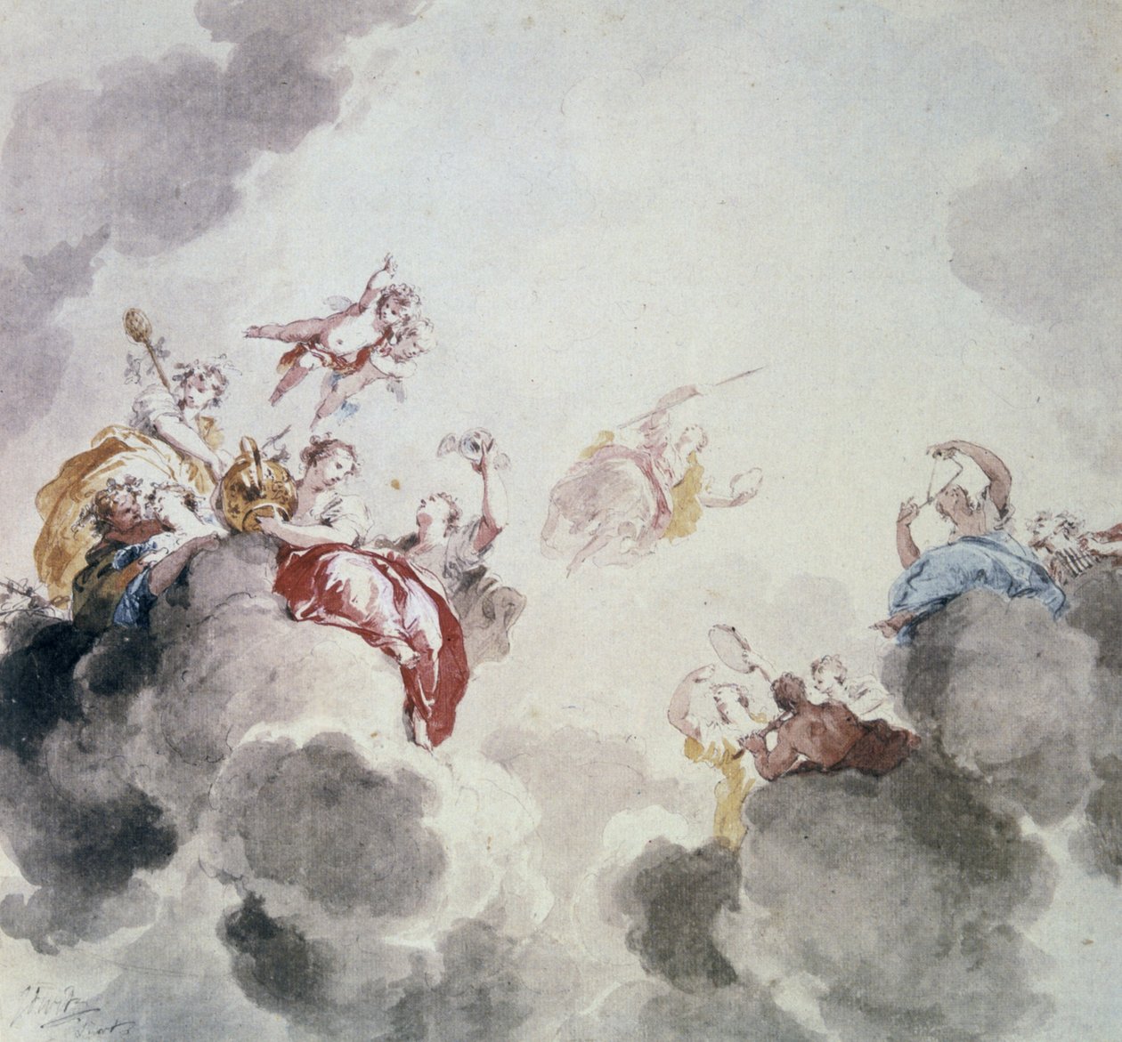 Escena celestial, siglo XVIII de Jacob de Wit