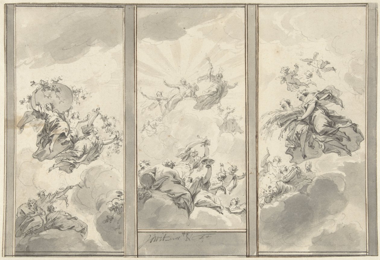 Diseño para una decoración de techo de tres piezas. de Jacob de Wit