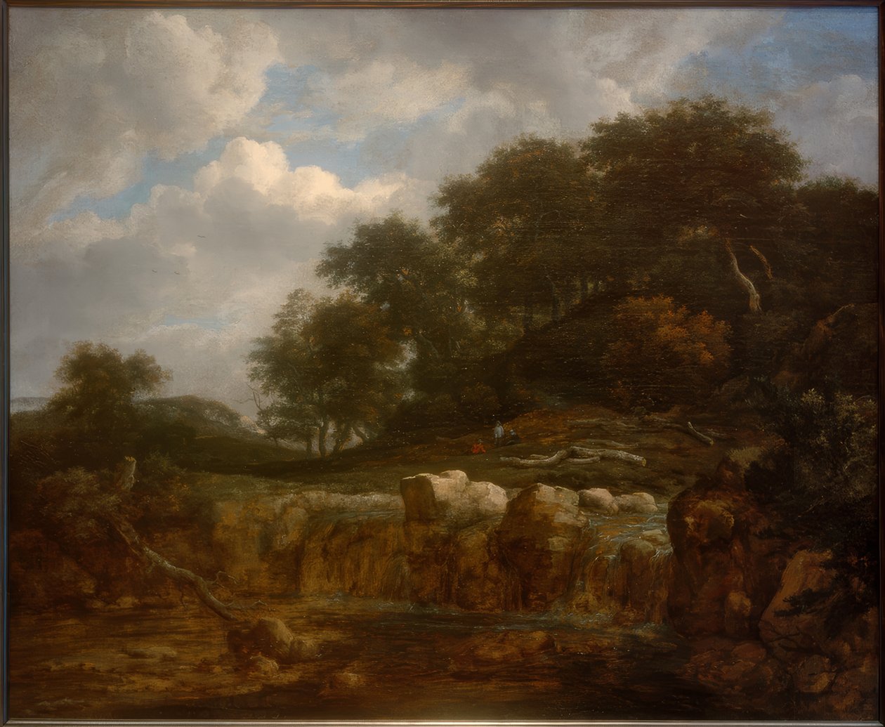 Cascada en paisaje forestal montañoso de Jacob van Ruisdael