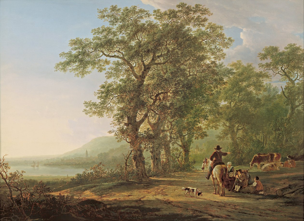 Figuras en un paisaje forestal de Jacob van Strij