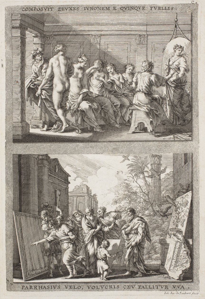 Zeuxis y Parrhassius de Jacob von Sandrart