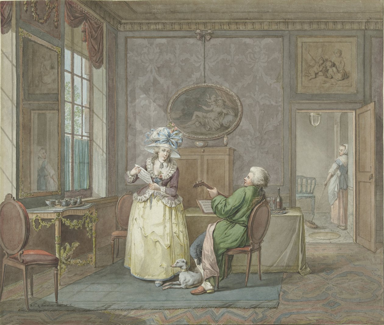 Pareja musical en un interior de Jacobus Johannes Lauwers