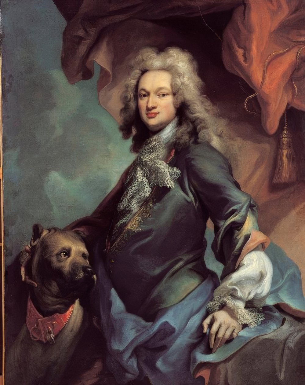 Retrato de un caballero con dogo de Jacopo Amigoni