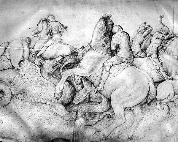 Batalla contra dragones, c.1450 de Jacopo Bellini