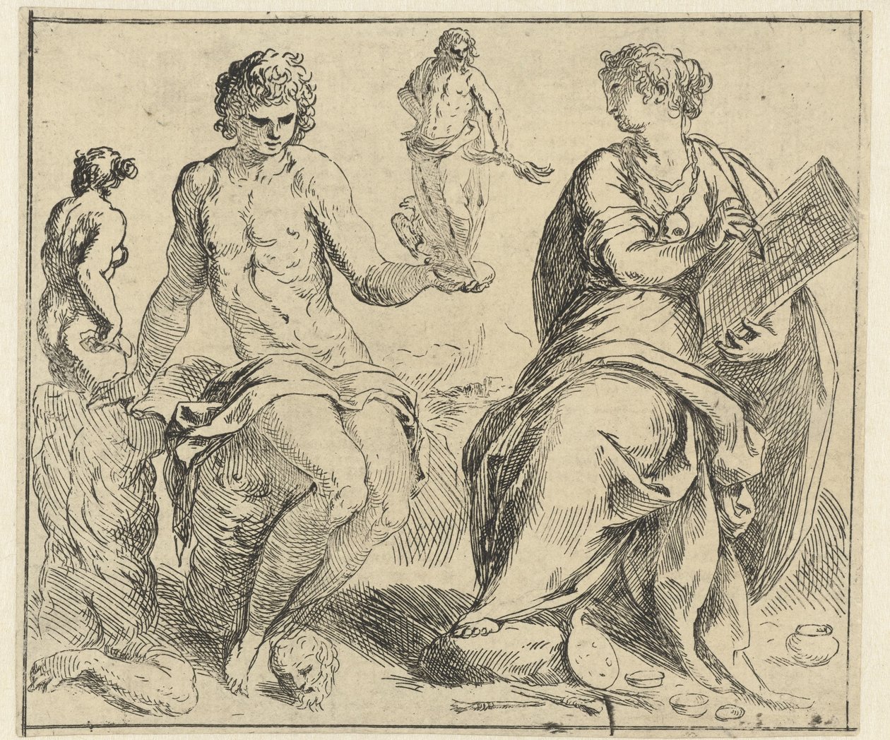 Personificaciones de la escultura y la pintura. de Jacopo Palma (il Giovane)