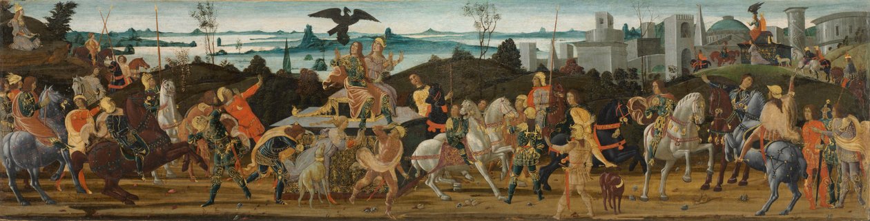Tarquinius Priscus entrando en Roma de Jacopo del Sellaio