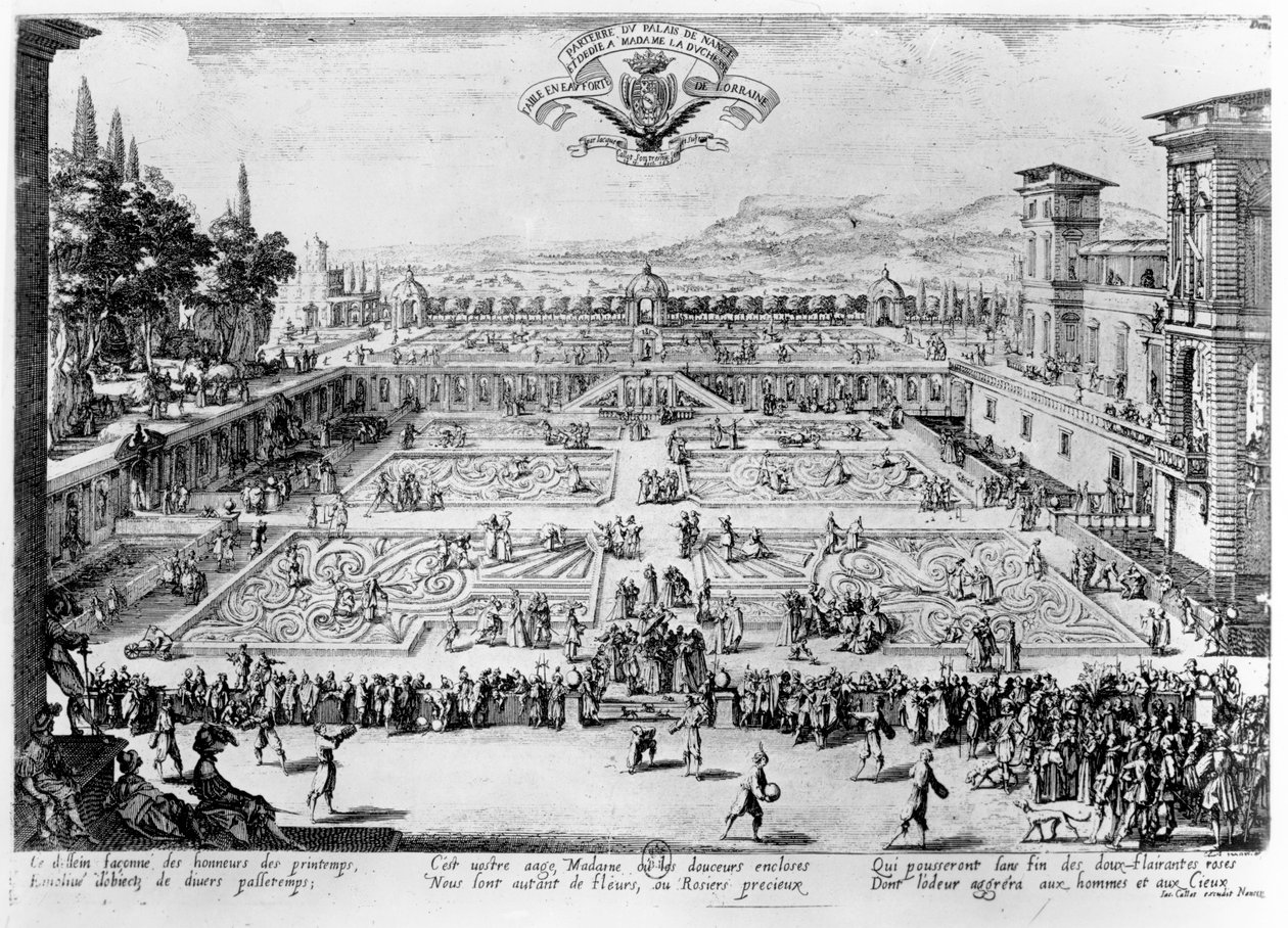 El jardín en el Palais de Nancy, dedicado a la Duquesa de Lorena, 1624 de Jacques Callot
