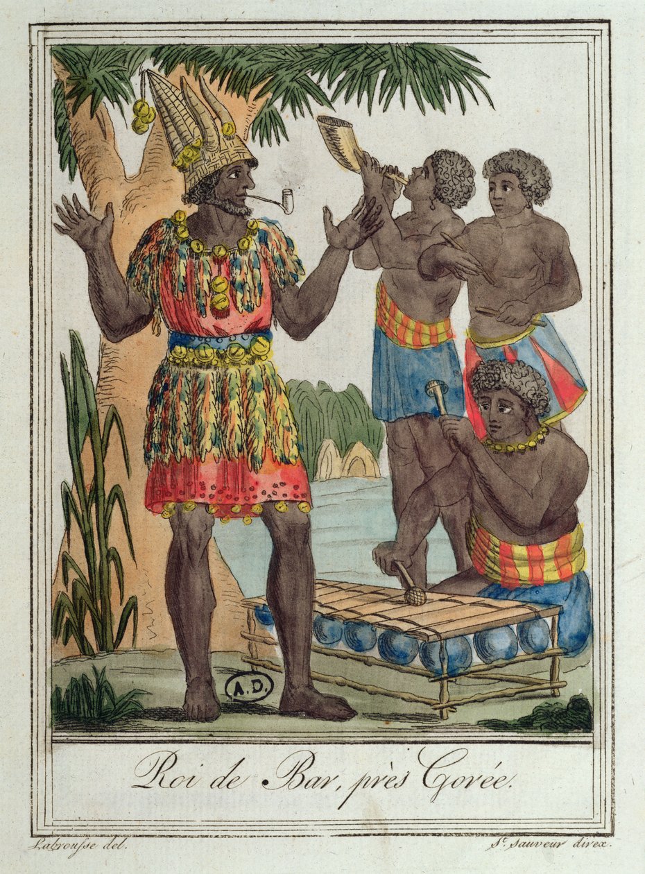 Rey de Bar, cerca de Gorée, Senegal, de Costumes de Différents Pays, 1796 de Jacques Grasset de Saint Sauveur