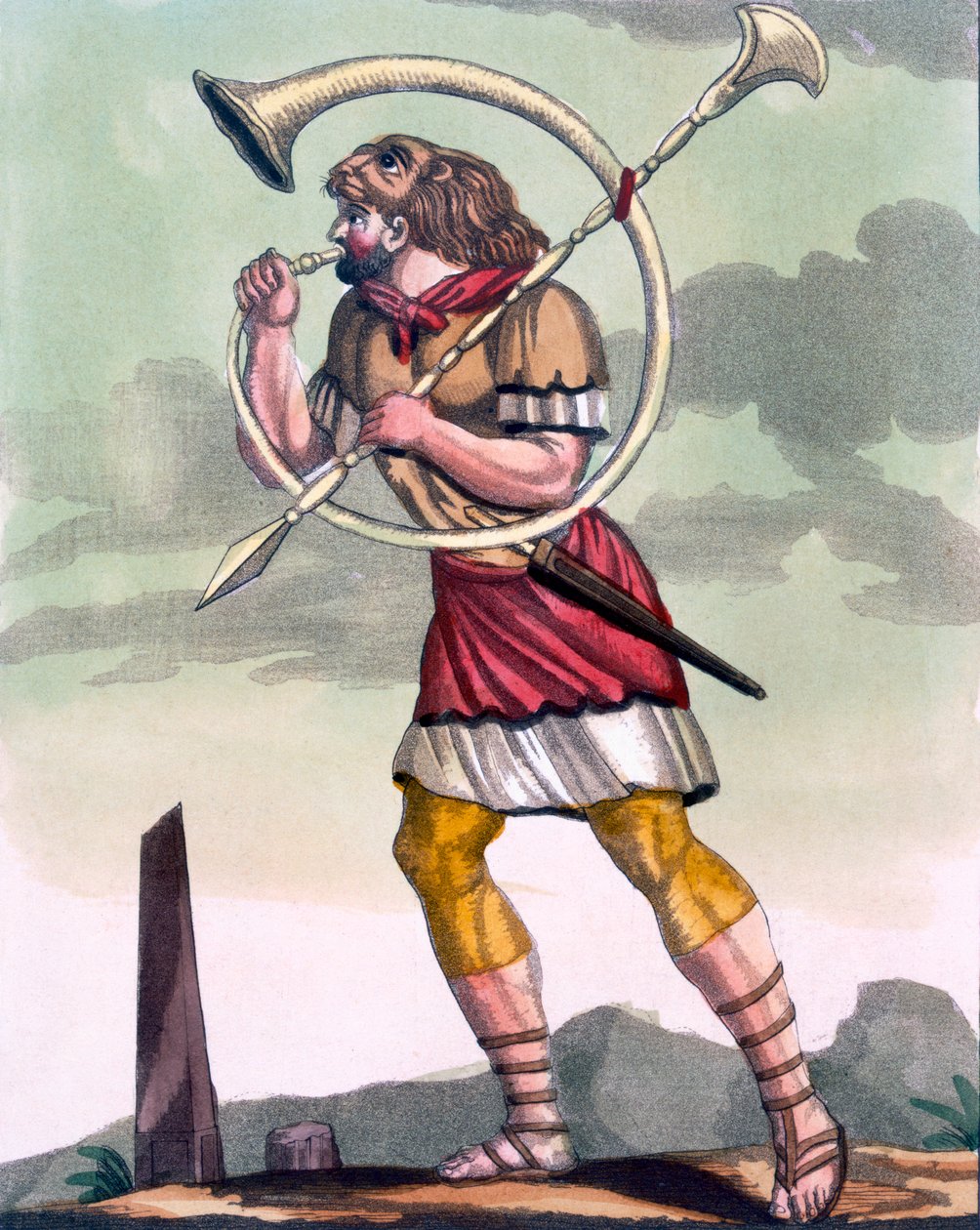 Buccinatore, trompetista militar, ilustración de 