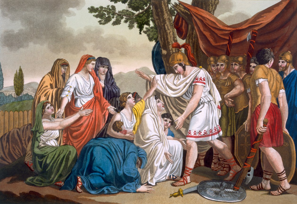 Coriolano y su madre Volumnia, ilustración de 