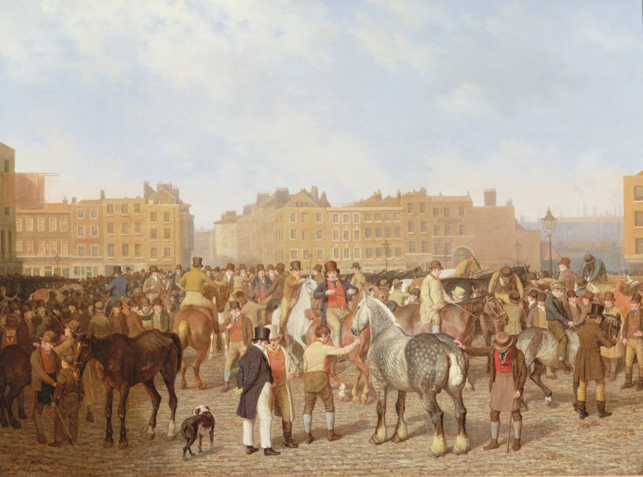 Antiguo Mercado de Smithfield, Londres, 1824 de Jacques Laurent Agasse