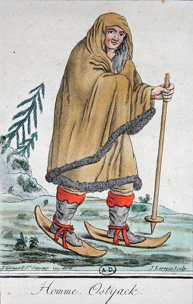 Hombre Ostyak en Esquís de Jacques (after) Grasset de Saint Sauveur