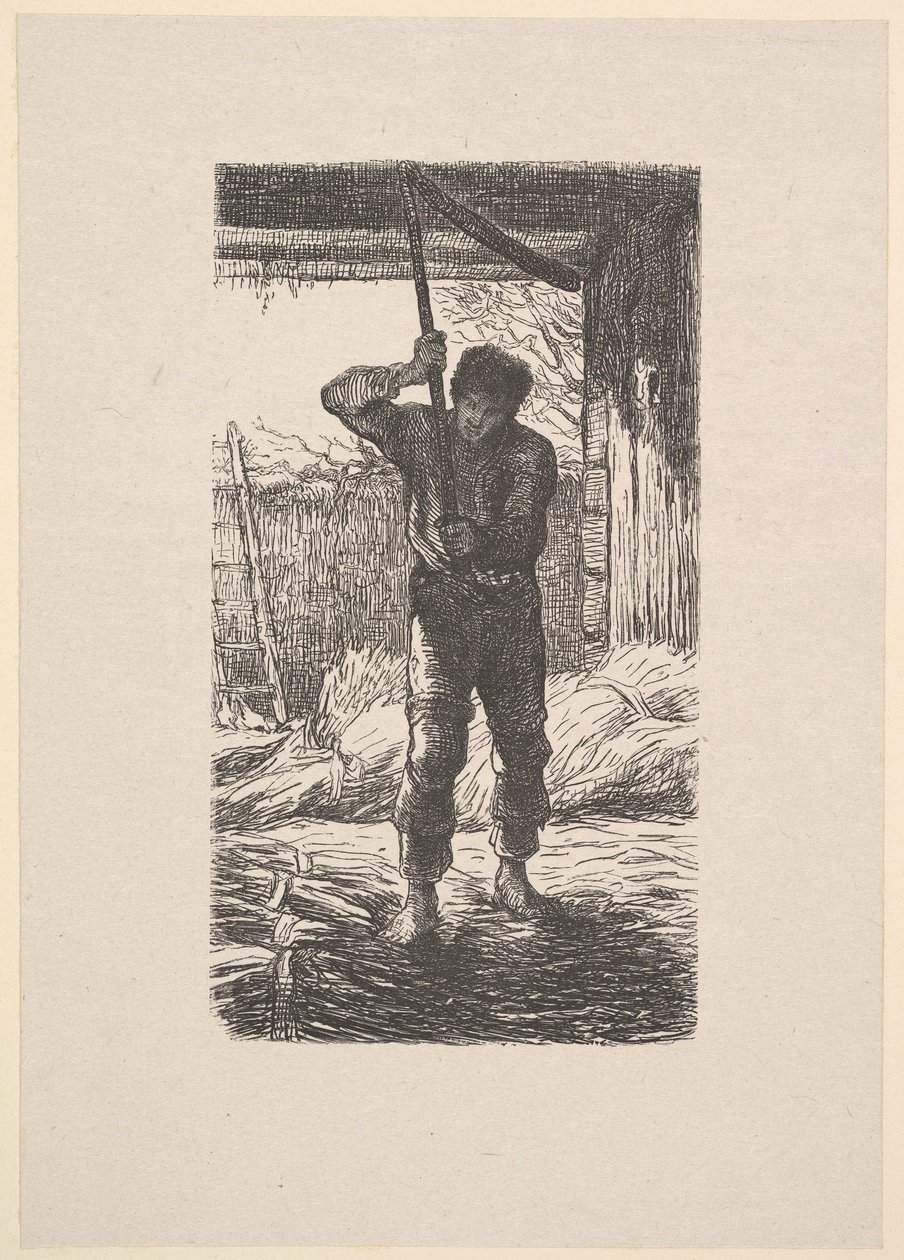 Hombre trillando trigo, 1853 de Jacques Adrien Lavieille