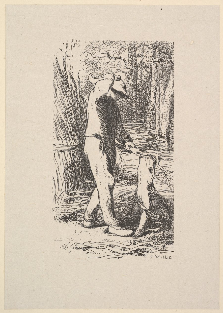 Leñador haciendo un haz, 1853 de Jacques Adrien Lavieille