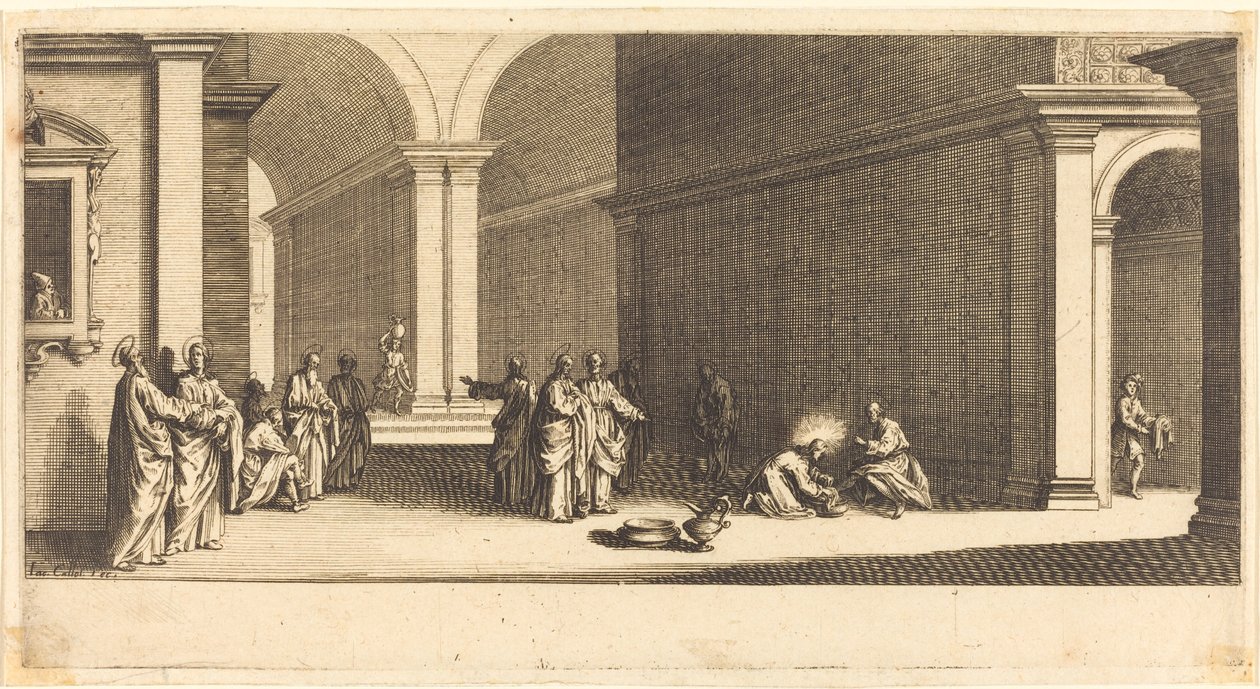 Cristo lavando los pies de los apóstoles de Jacques Callot