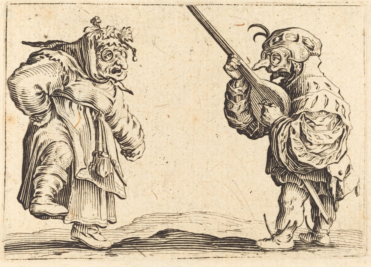 Bailarines con laúd, c. 1622 de Jacques Callot