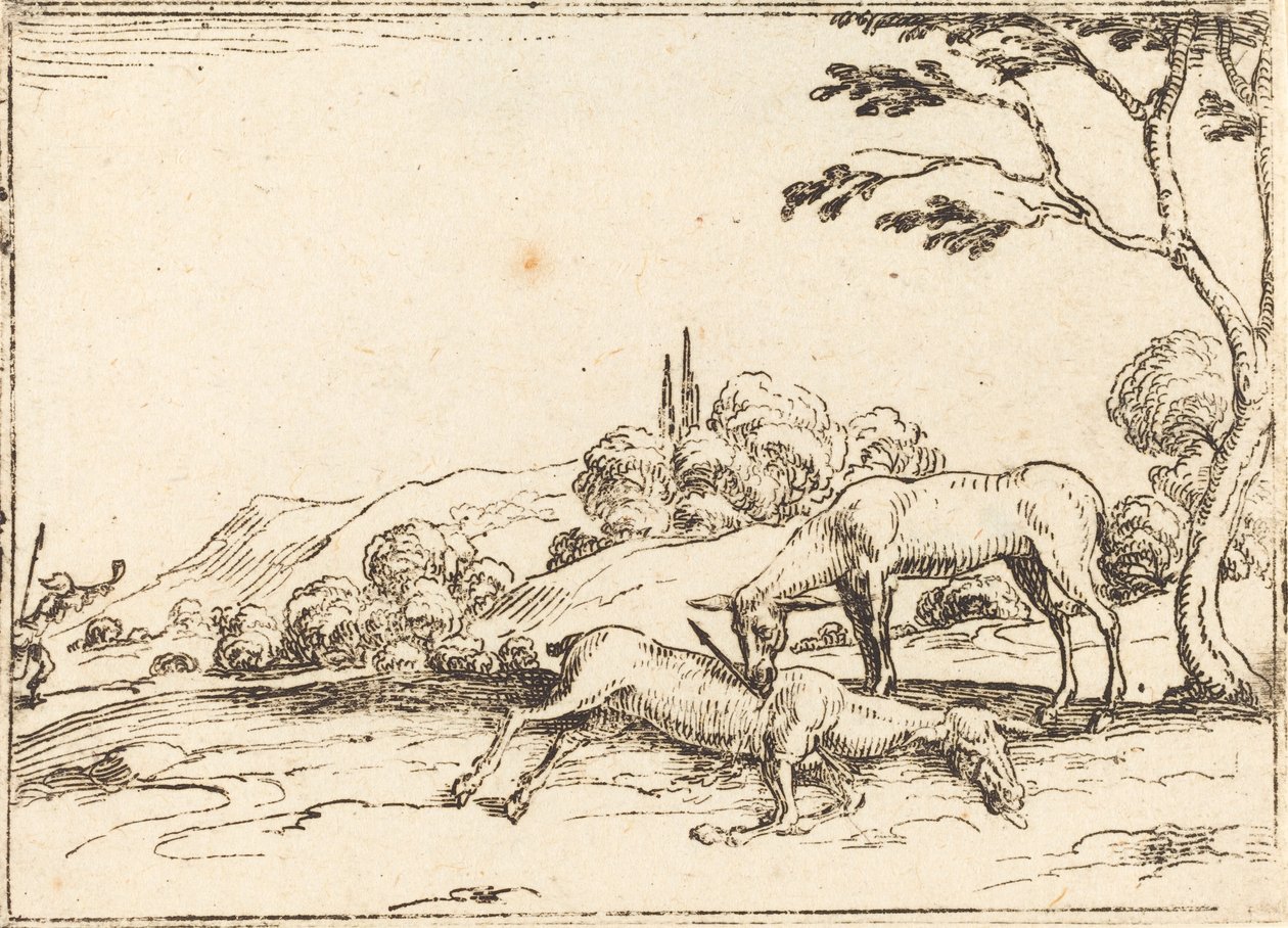 Cierva Llorando a su Potro de Jacques Callot
