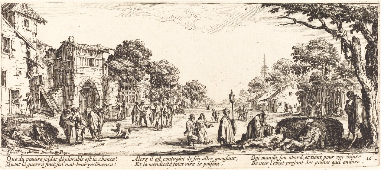 Soldados moribundos al borde del camino de Jacques Callot